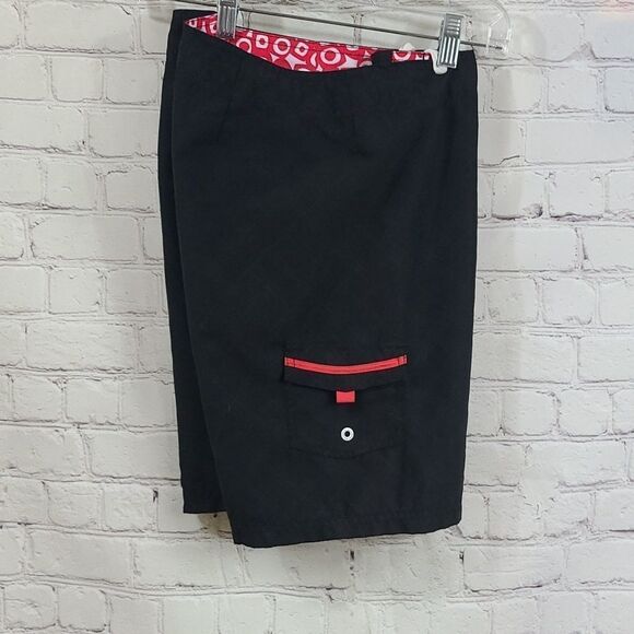 Billabong Black Boardshorts Red Trim Surfer Girl Sport Spellout Swim Shorts - Picture 4 of 10
